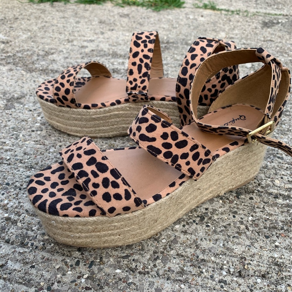 Cheetah platform sandals